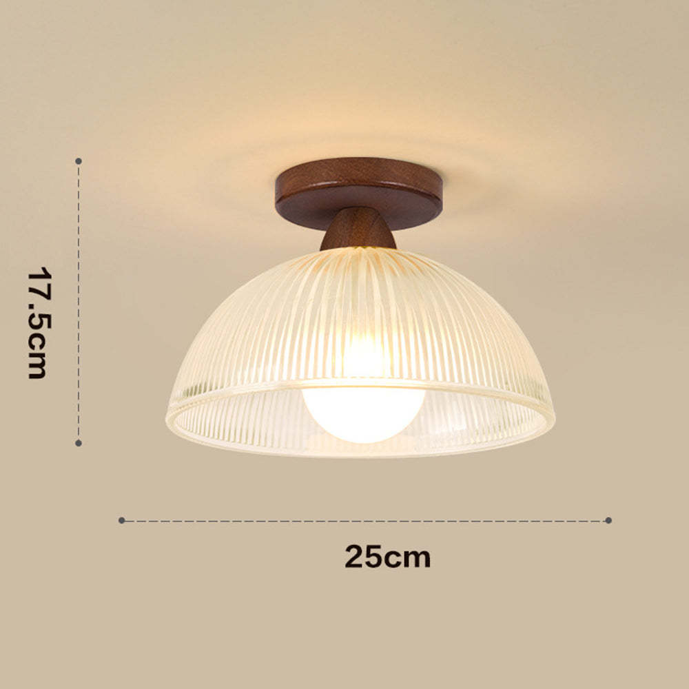 Natural Wooden Walnut Glass Ceiling Light -Homdiy