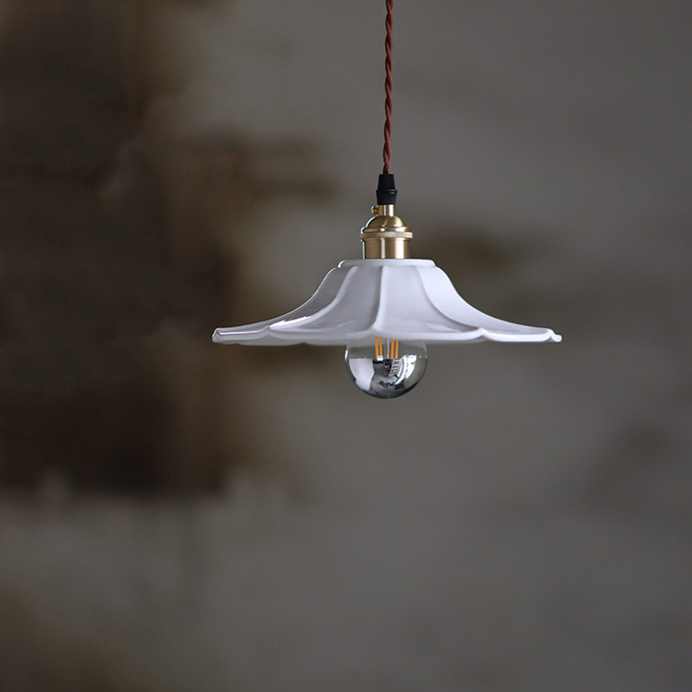 Rustic White Ceramics Pendant Light For Living Room