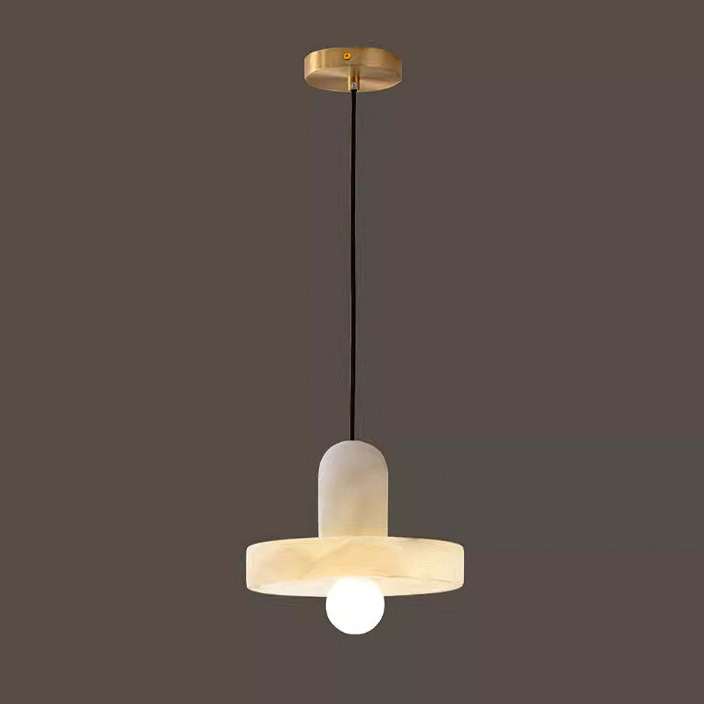Modern Hat-Shaped Alabaster Pendant Light -Homdiy