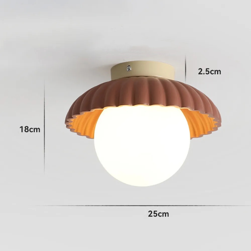 Cream Bud Glass Iron Hallway Ceiling Light 