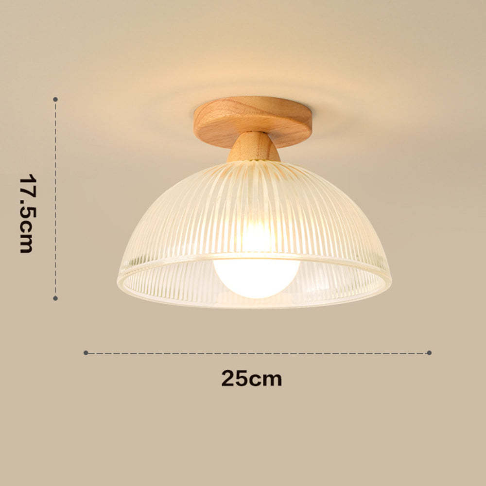 Natural Wooden Walnut Glass Ceiling Light -Homdiy