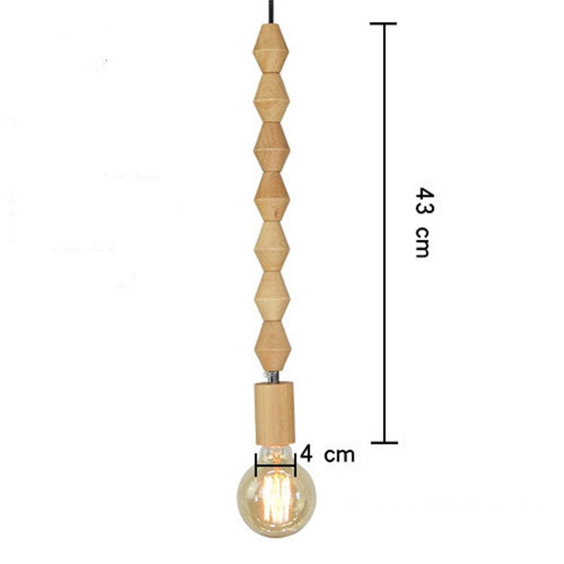 Retro Wooden Geometric Beads String Lights Hanging Pendant Lighting -Homdiy