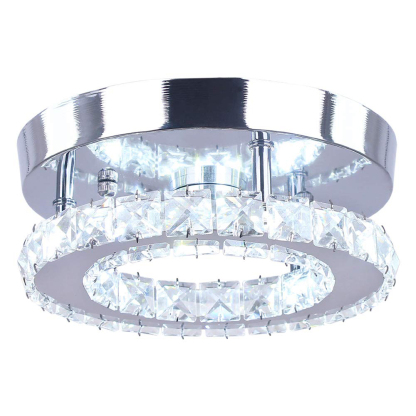 Modern Silver Crystal Flush Mount Ceiling Light for Living Room