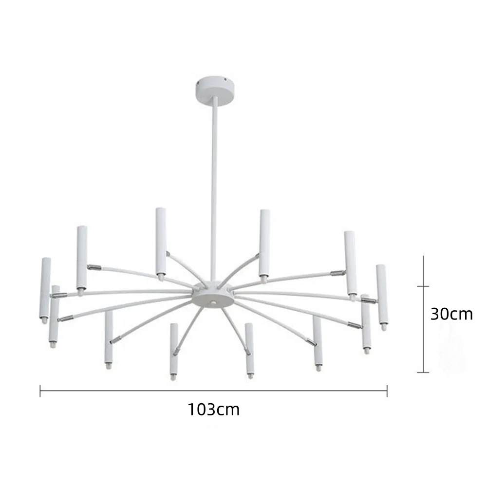 Large Chandelier Iron Black Living Room Pendant Light