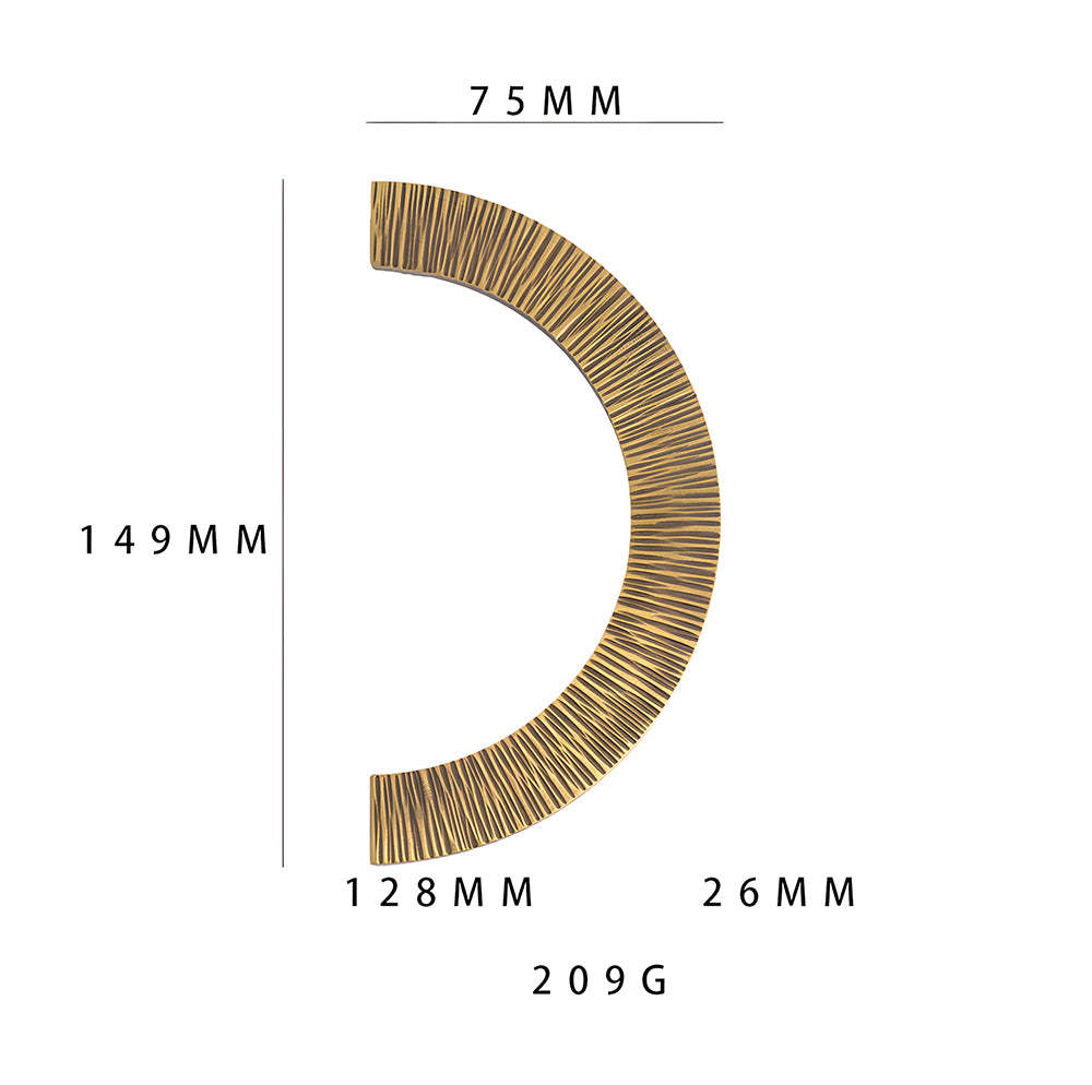 Retro Brass Semi Circle Textured Cabinet Handles