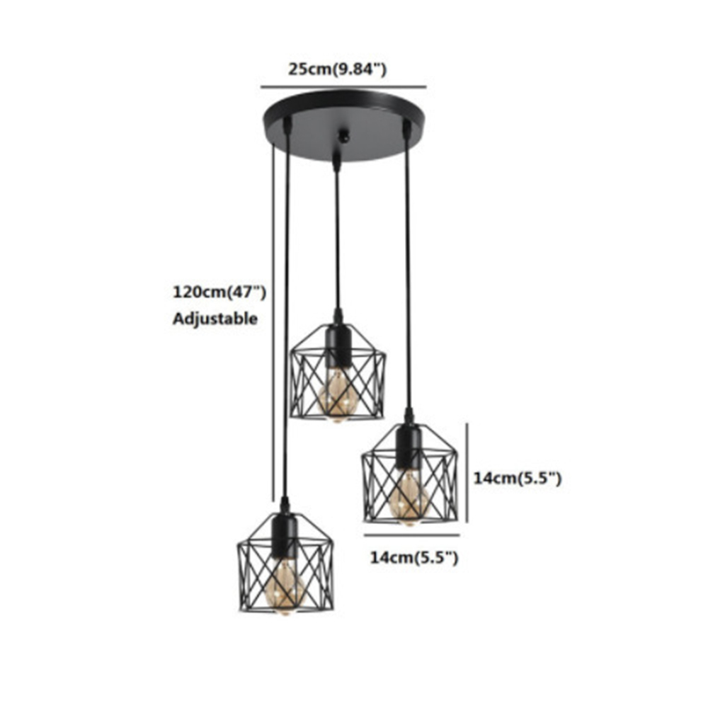 Industrial Black Iron 3 Light Pendant Light