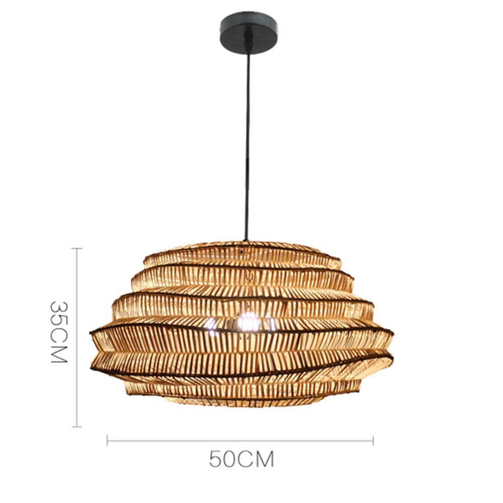 Farmhouse Handwoven Rattan Pendant Light Lampshade -Homdiy