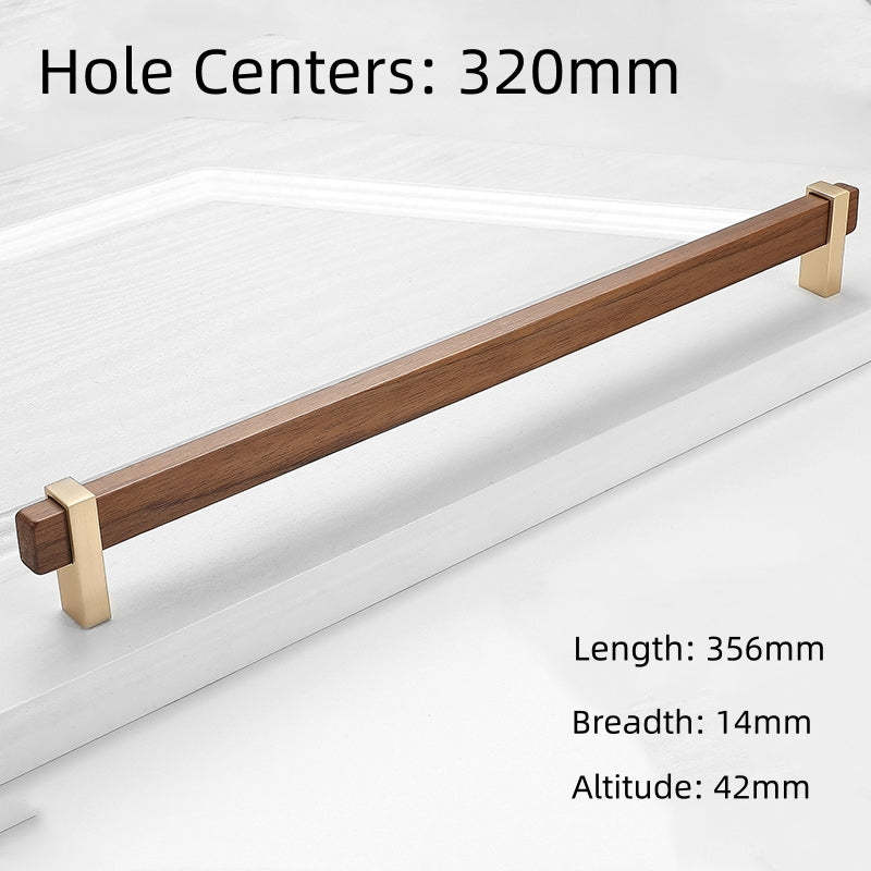 Square Wooden Brass Walnut Cabinet Handle Kitchen Drawer Pulls -Homdiy