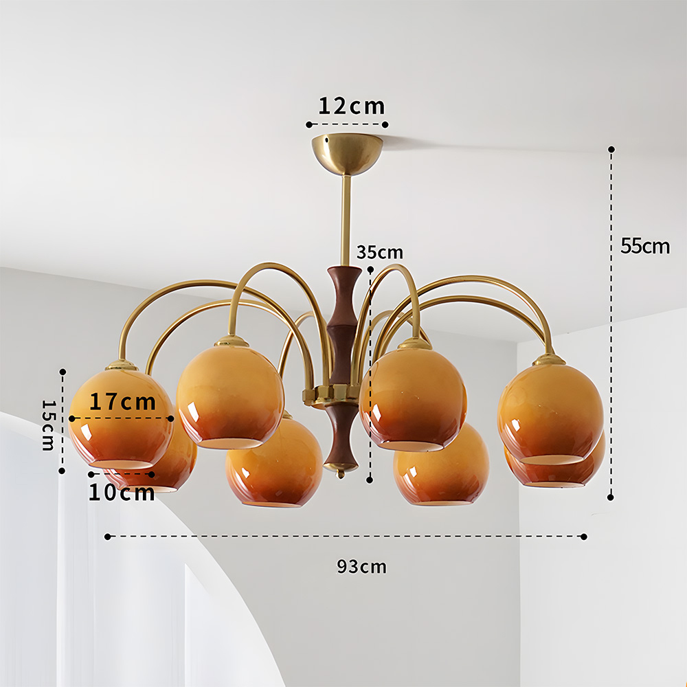 Medieval Ball Glass Iron Brown Living Room Chandelier