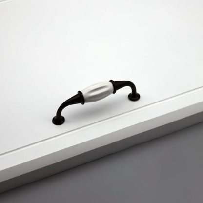 Solid Zinc Alloy Black & White Ceramic Cabinet Handle