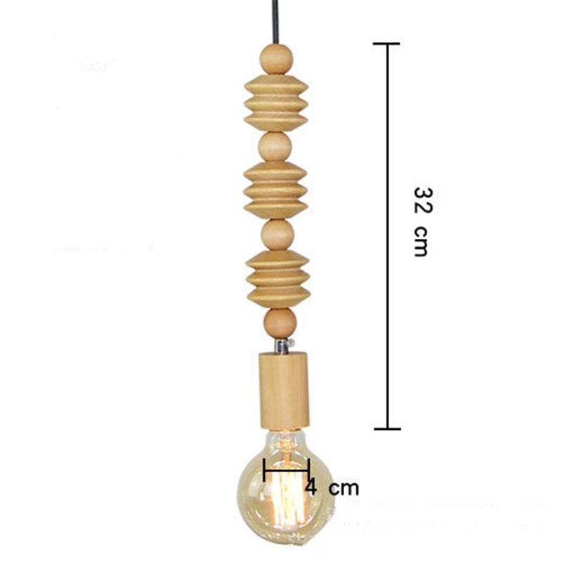 Retro Wooden Geometric Beads String Lights Hanging Pendant Lighting -Homdiy