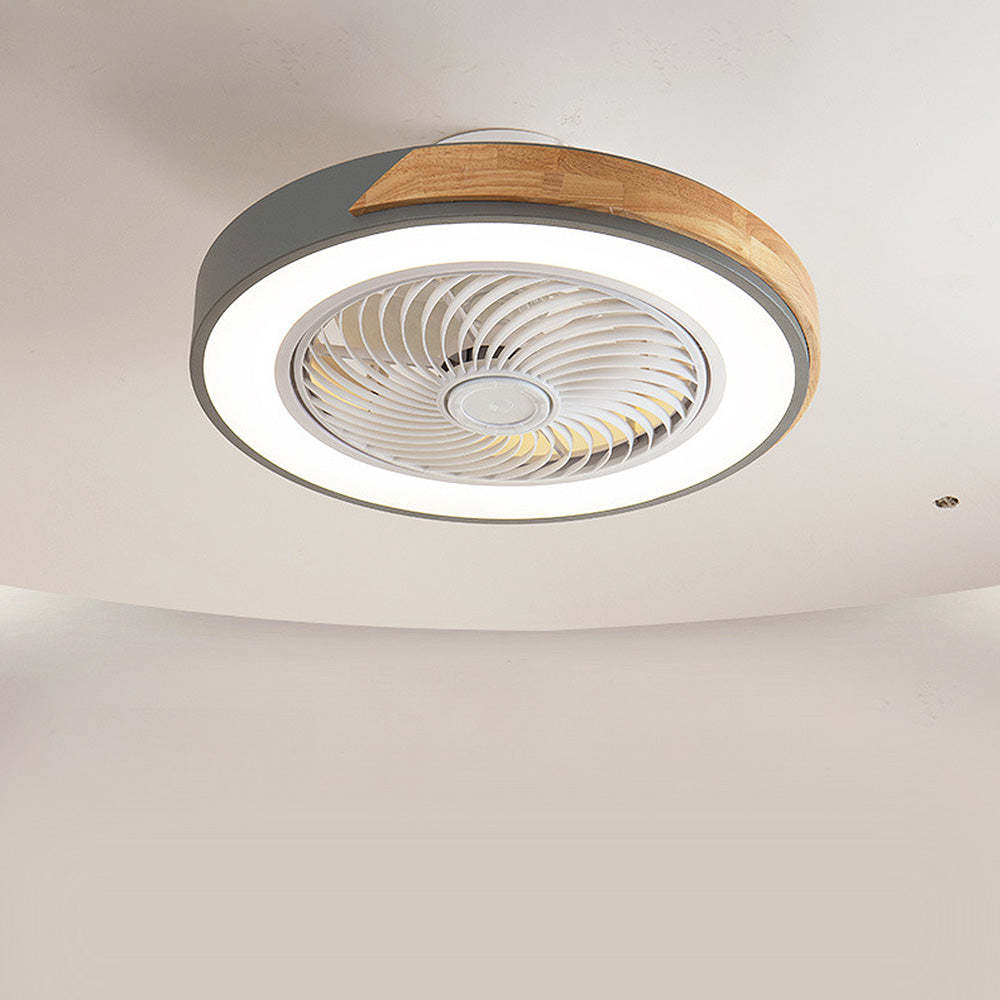 Modern Wood Round Ceiling Fans With LED Lights -Homdiy