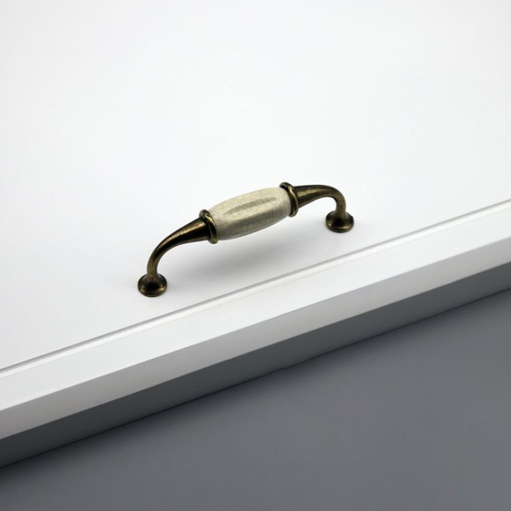 Solid Zinc Alloy Black & White Ceramic Cabinet Handle