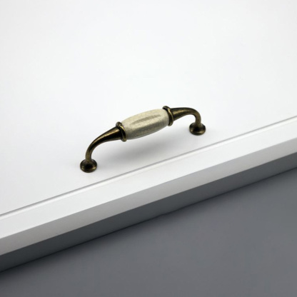 Solid Zinc Alloy Black & White Ceramic Cabinet Handle