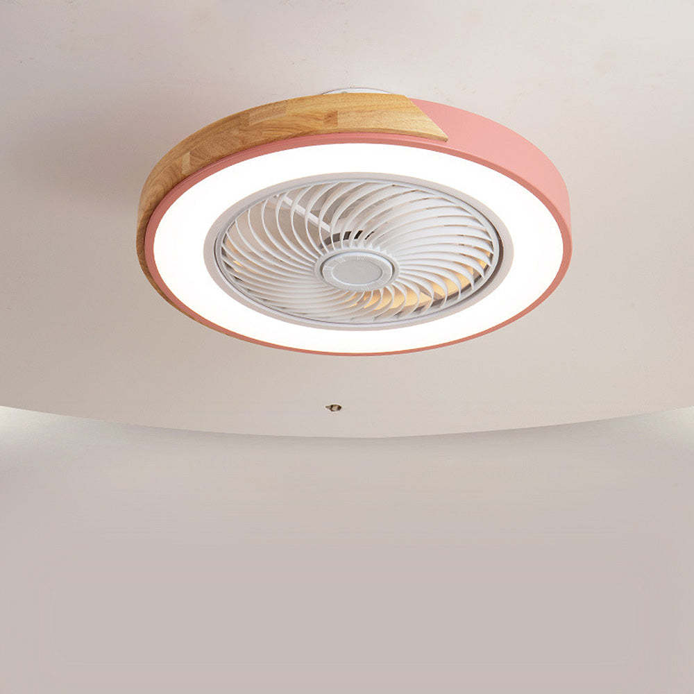 Modern Wood Round Ceiling Fans With LED Lights -Homdiy