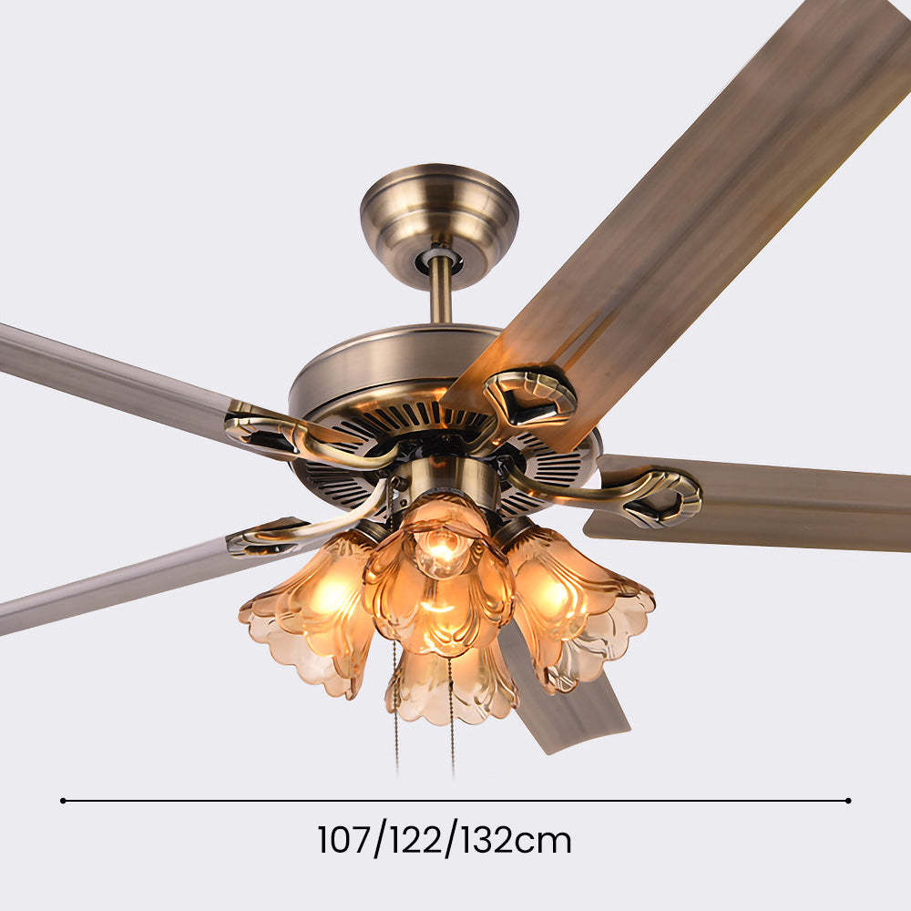 Semi-Flush Vintage Design Black Flower Shape Ceiling Fan With Light -Homdiy