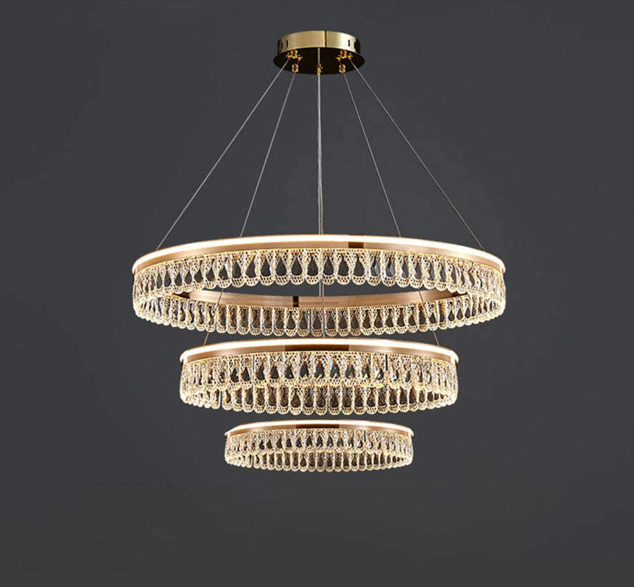 Modern Large Crystal Ring Chandelier for Foyer Dining Room -Homdiy