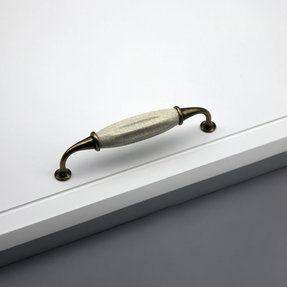 Solid Zinc Alloy Black & White Ceramic Cabinet Handle