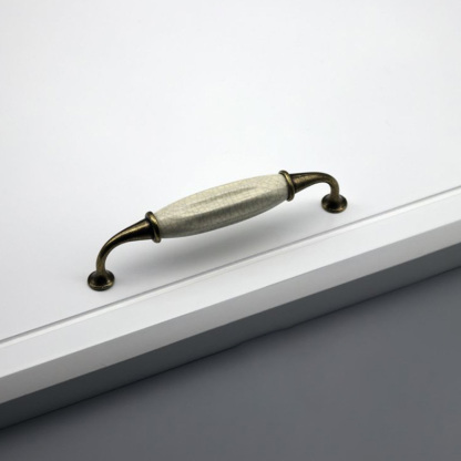 Solid Zinc Alloy Black & White Ceramic Cabinet Handle