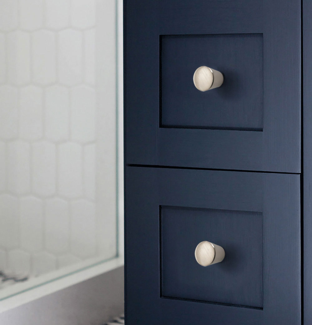 12 Pack Euro Style Sliver Kitchen Cabinet Knobs 1'' Diameter Solid Cone Shape(LS745SNB) -Homdiy