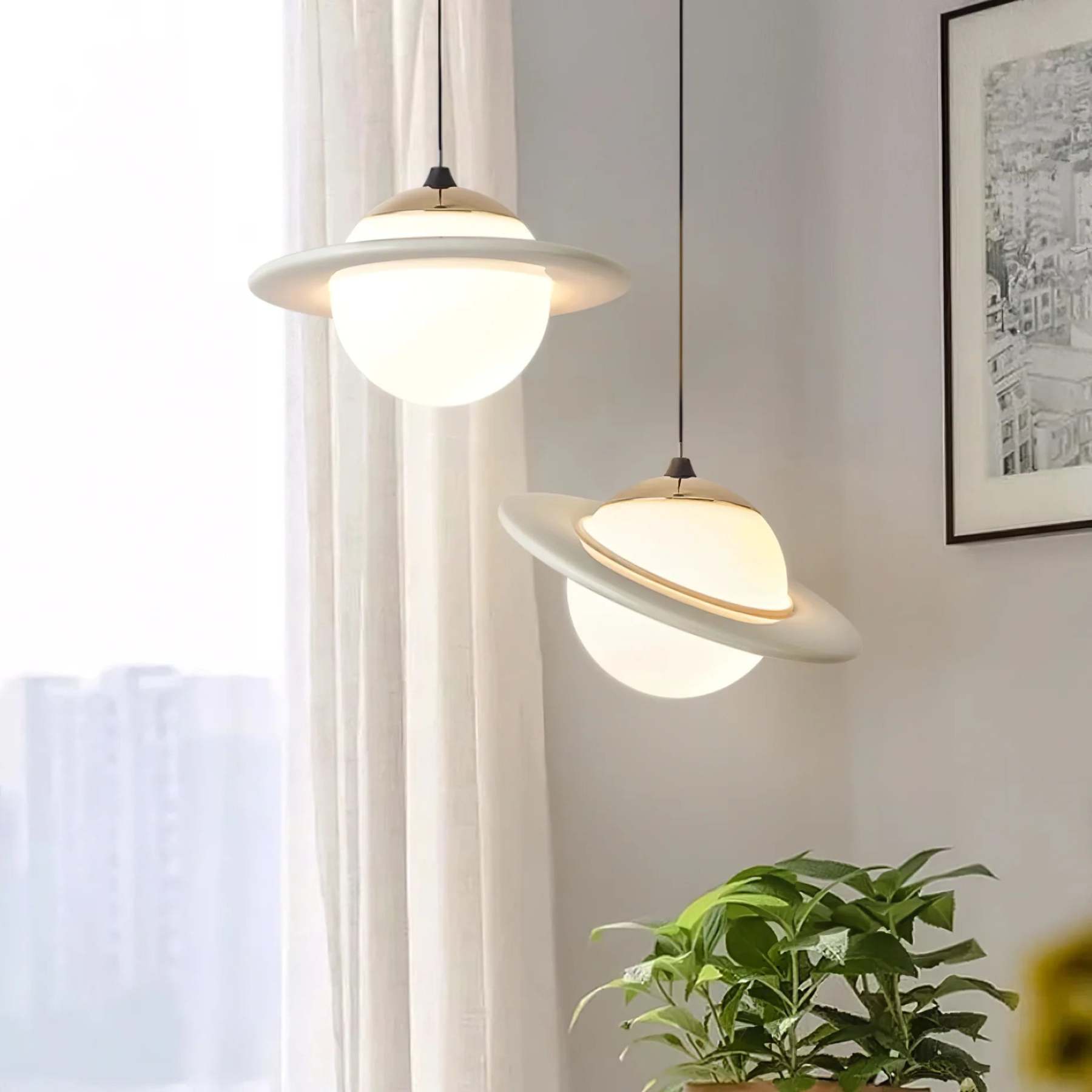 Colorful Small Planet Glass Pendant Light -Homdiy