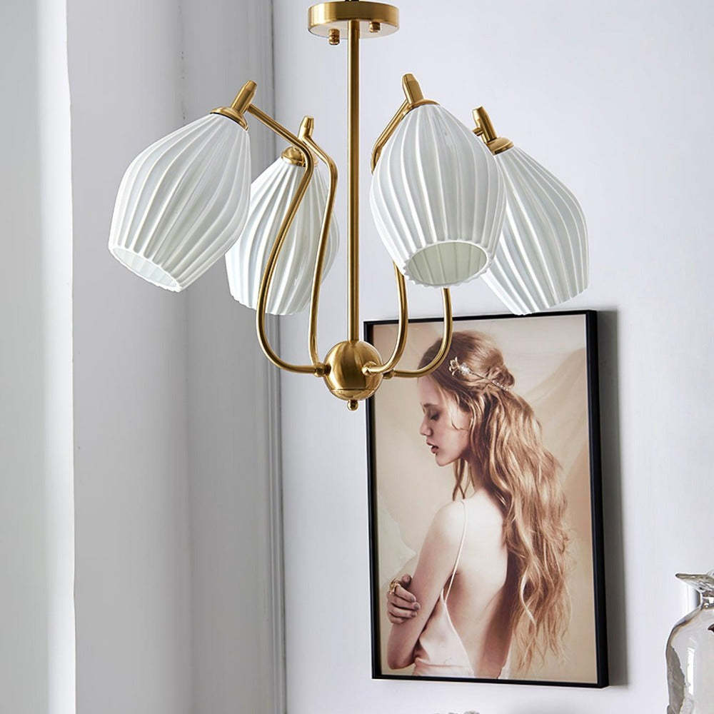 Modern Ceramic Ribbed Chandelier For Dining Room -Homdiy