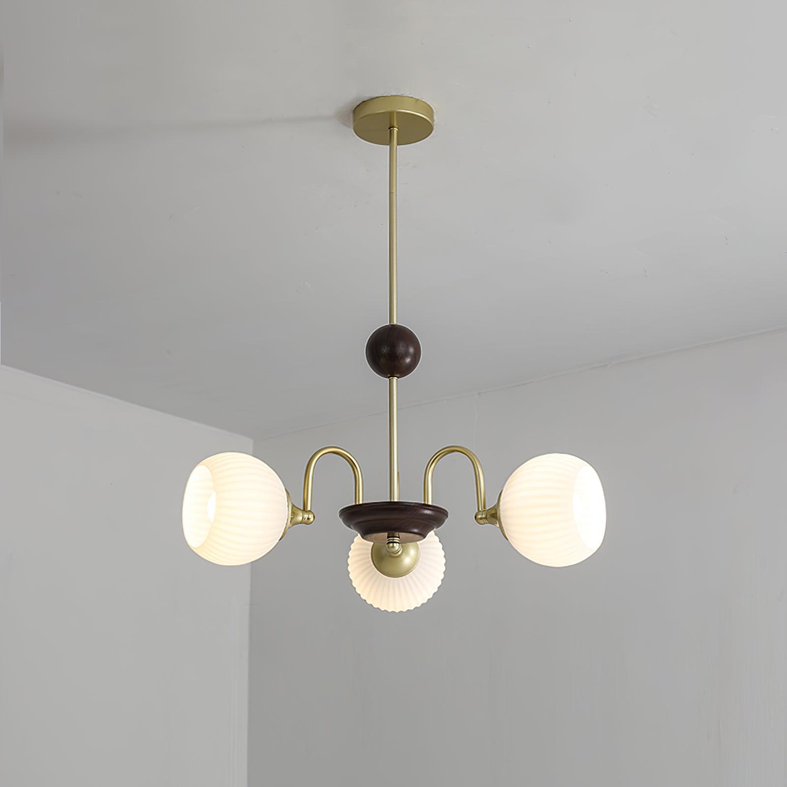 Modern Cream Glass Ribbed Chandelier -Homdiy