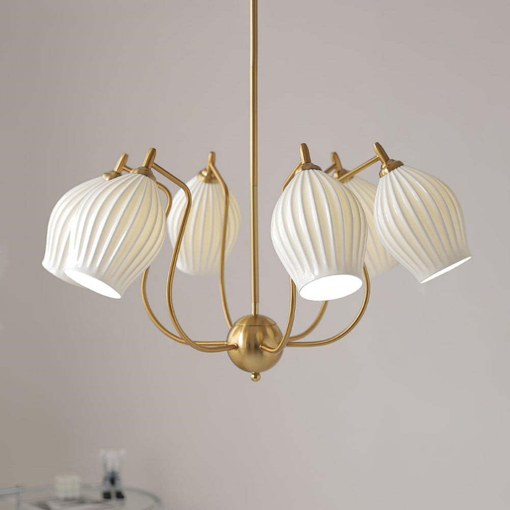 Modern Ceramic Ribbed Chandelier For Dining Room -Homdiy