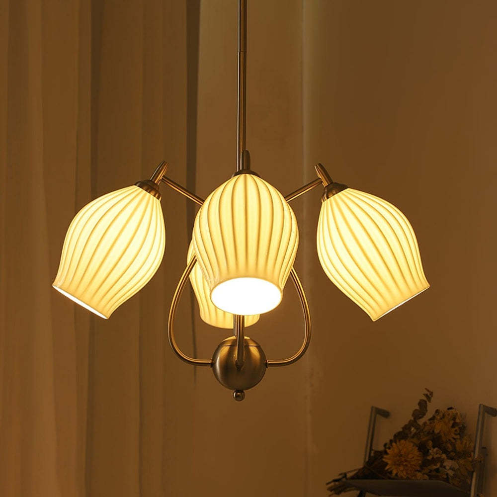 Modern Ceramic Ribbed Chandelier For Dining Room -Homdiy