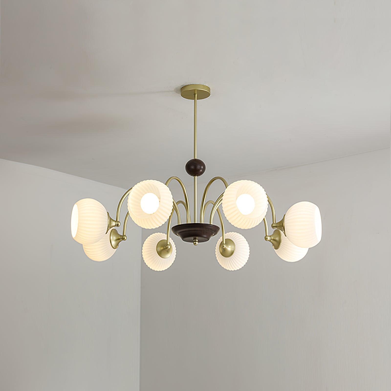 Modern Cream Glass Ribbed Chandelier -Homdiy