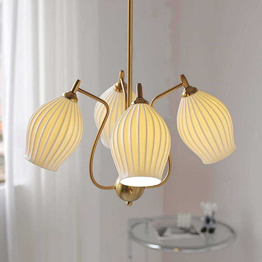 Modern Ceramic Ribbed Chandelier For Dining Room -Homdiy