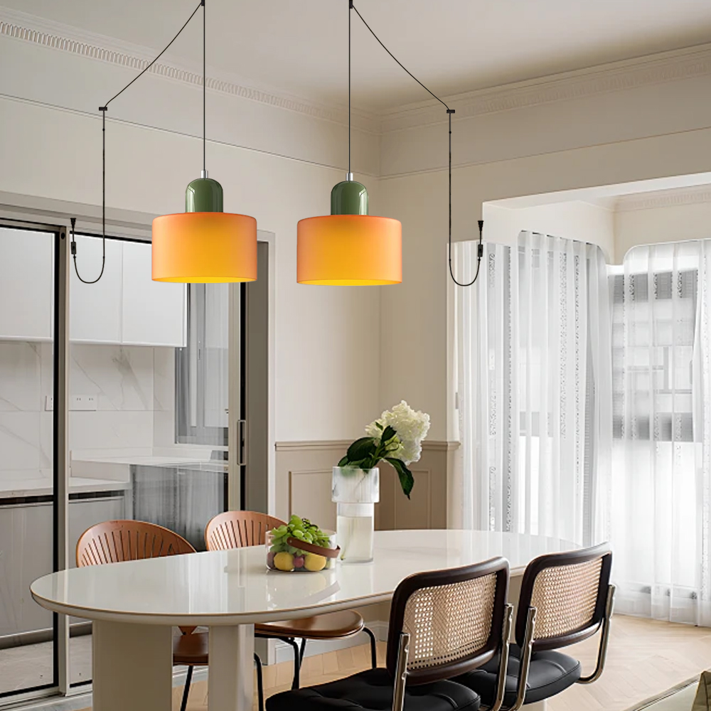 Set of 2 Bauhaus Small Glass Pendant Light