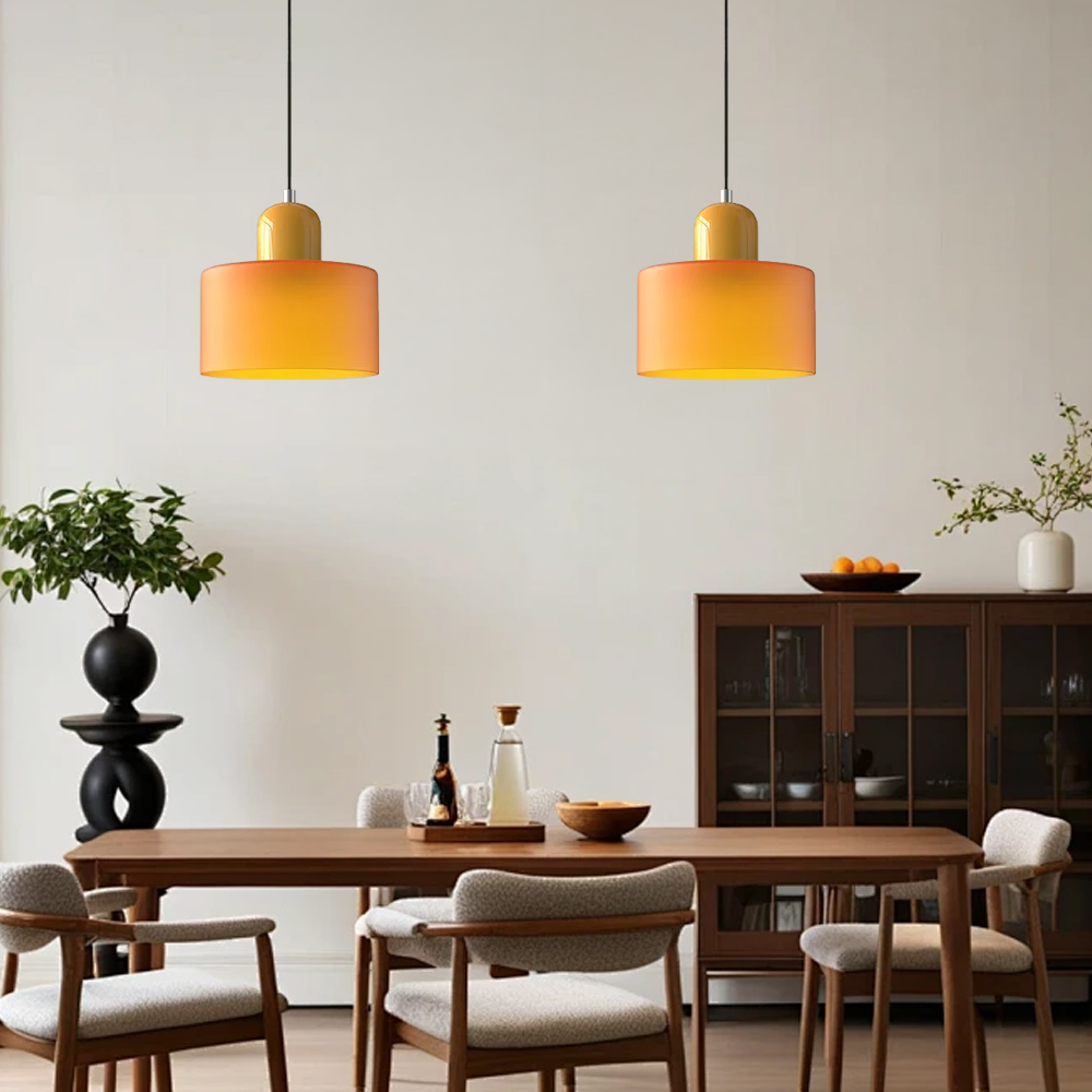 Set of 2 Bauhaus Small Glass Pendant Light