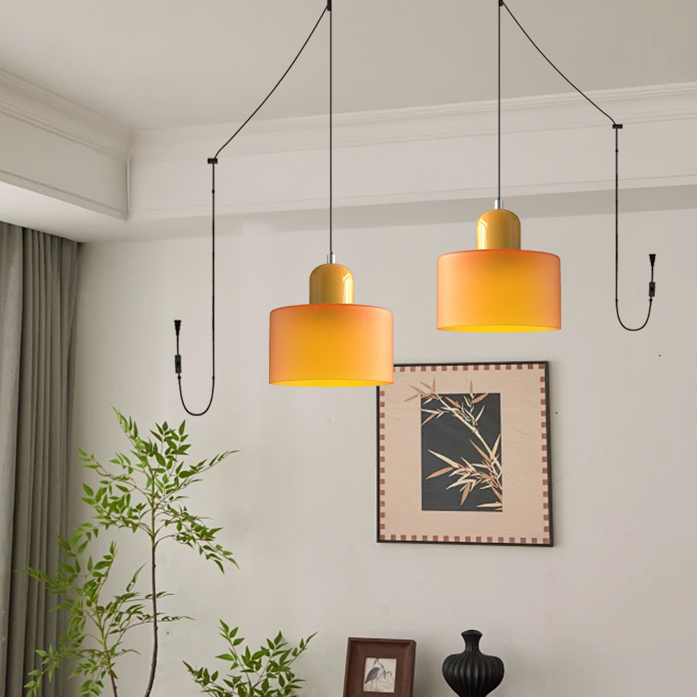 Set of 2 Bauhaus Small Glass Pendant Light