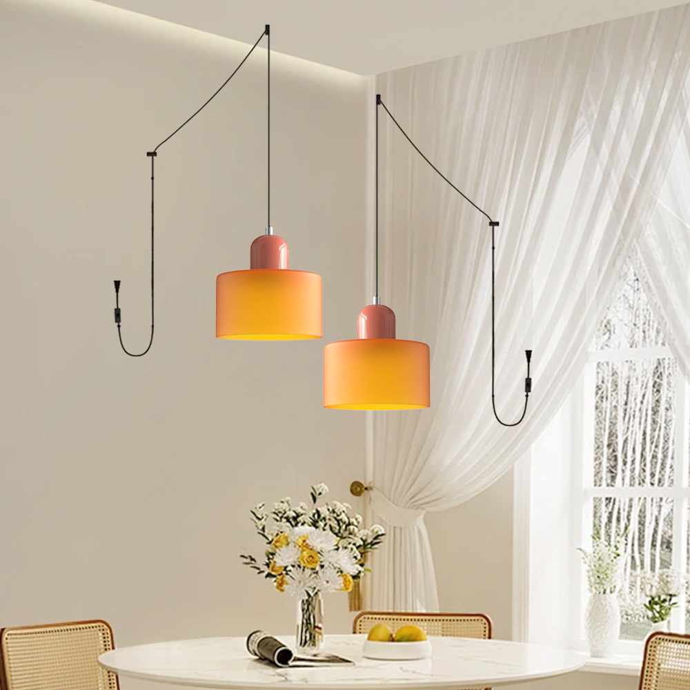 Set of 2 Bauhaus Small Glass Pendant Light