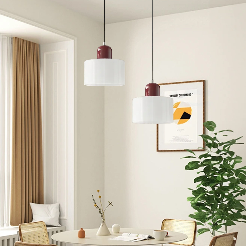 Set of 2 Bauhaus Small Glass Pendant Light