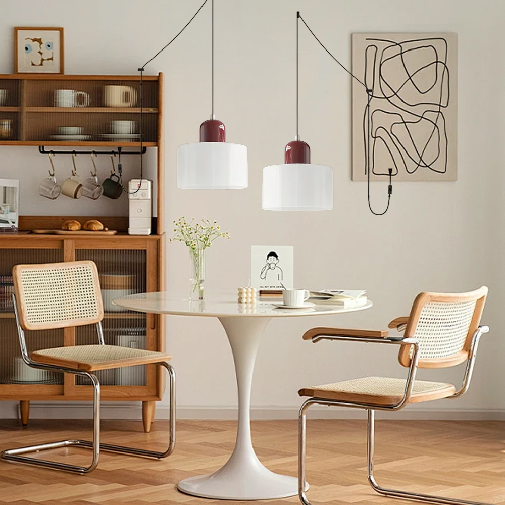 Set of 2 Bauhaus Small Glass Pendant Light