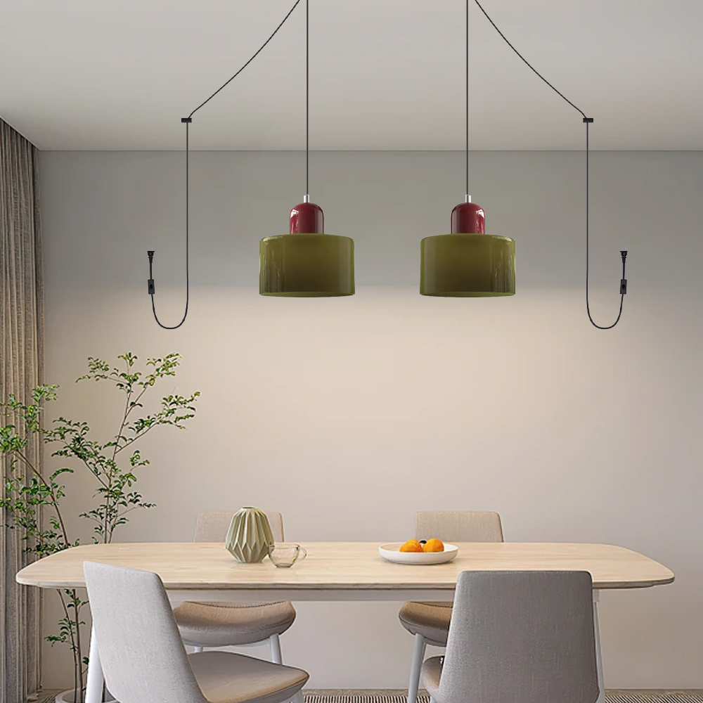 Set of 2 Bauhaus Small Glass Pendant Light