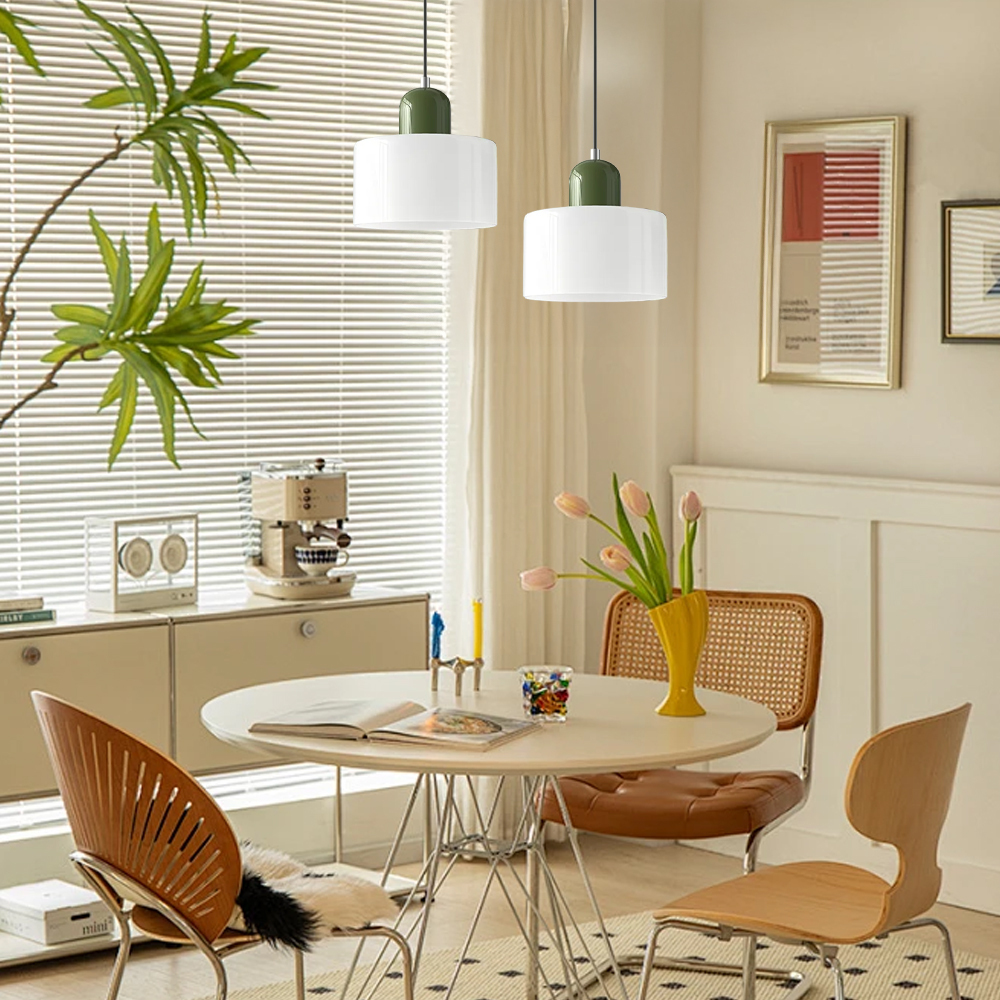 Set of 2 Bauhaus Small Glass Pendant Light