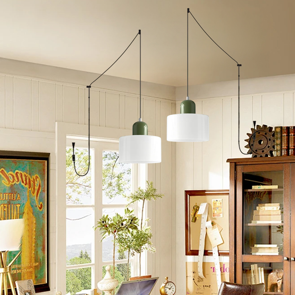 Set of 2 Bauhaus Small Glass Pendant Light