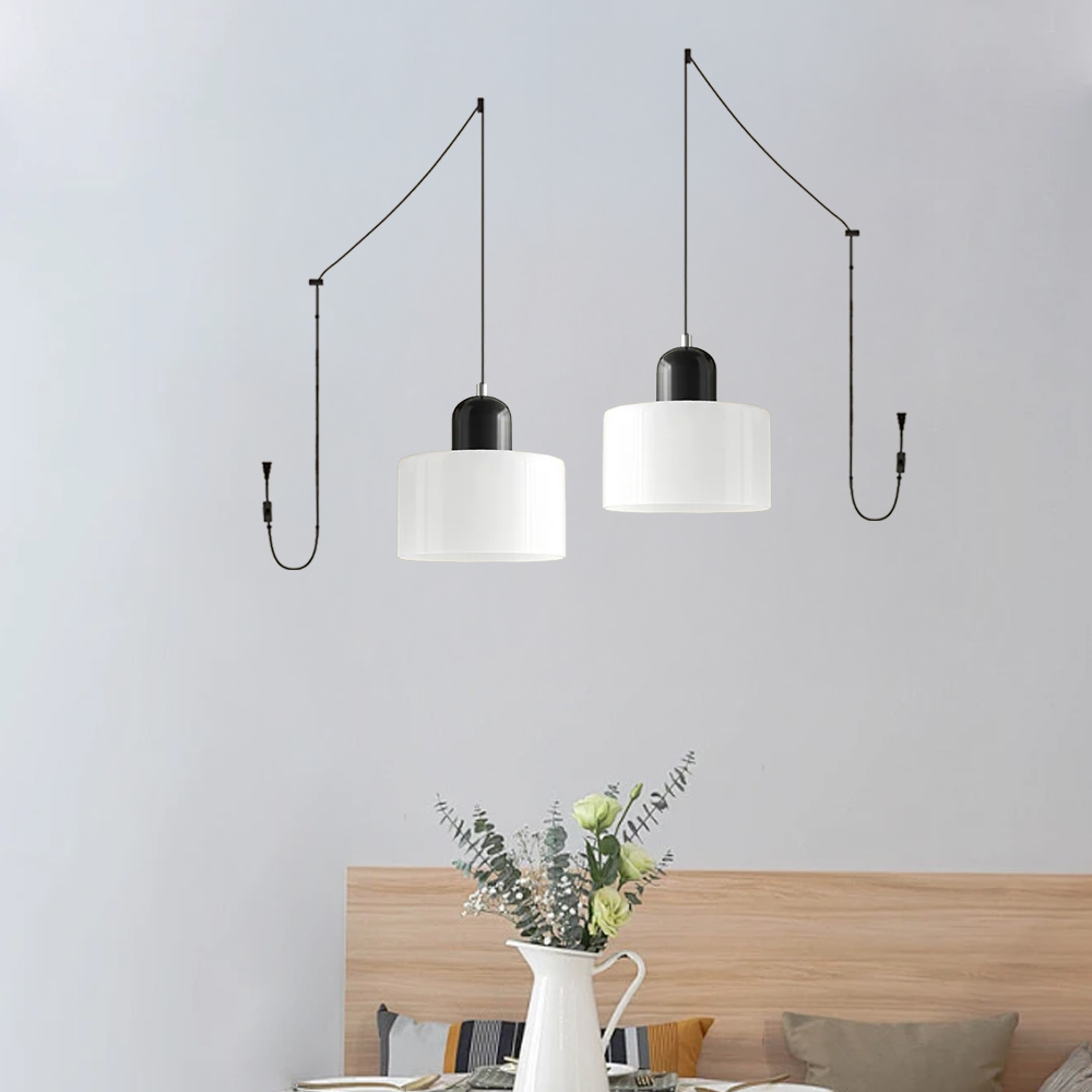 Set of 2 Bauhaus Small Glass Pendant Light