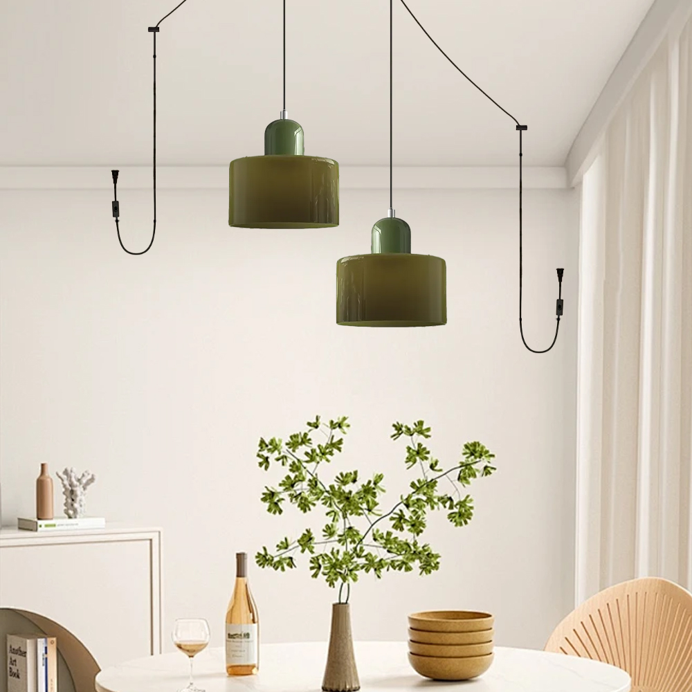 Set of 2 Bauhaus Small Glass Pendant Light