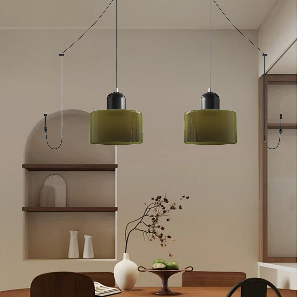 Set of 2 Bauhaus Small Glass Pendant Light