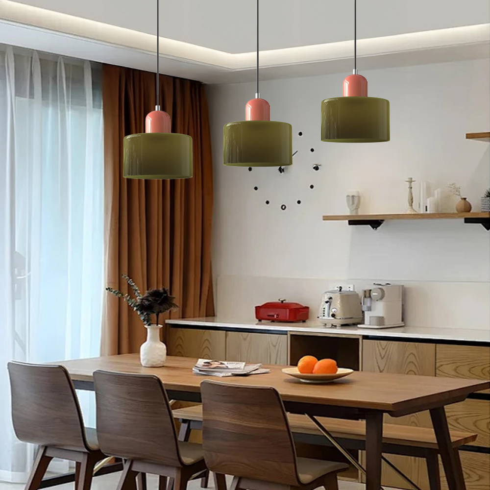 Set of 2 Bauhaus Small Glass Pendant Light