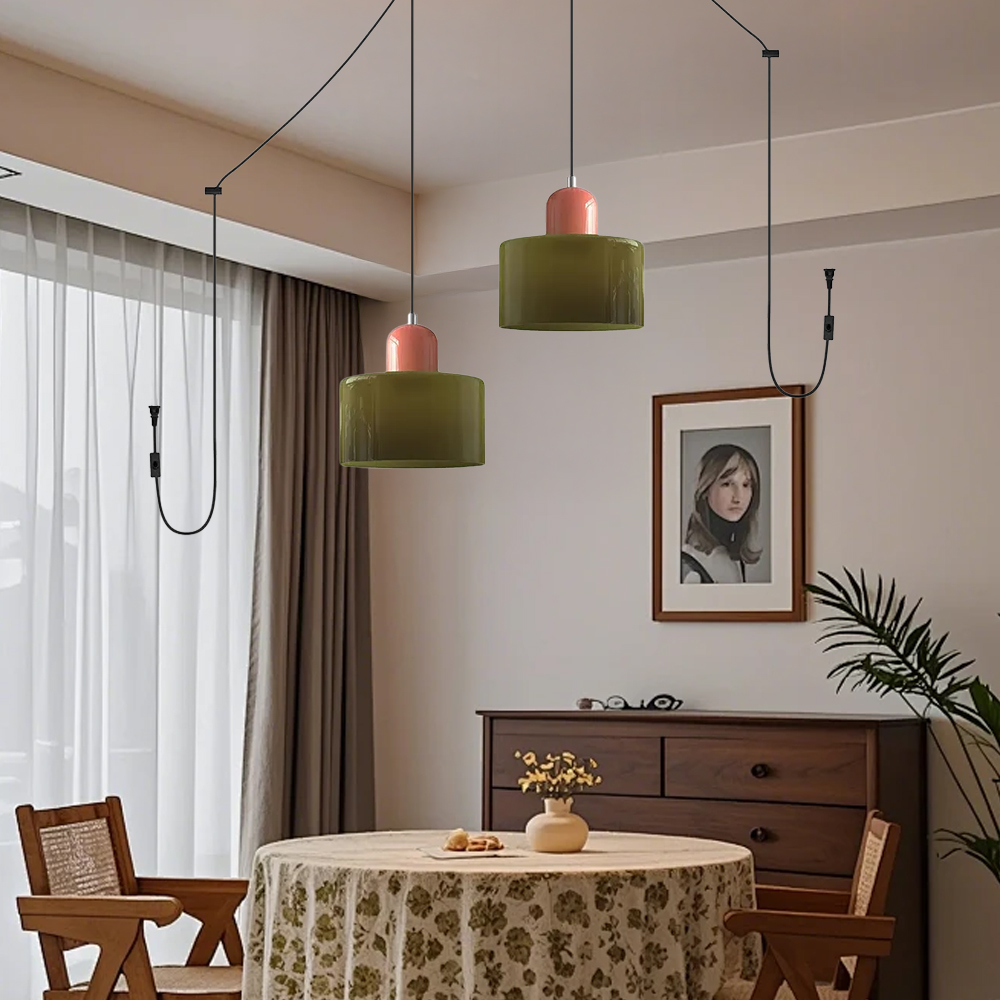 Set of 2 Bauhaus Small Glass Pendant Light