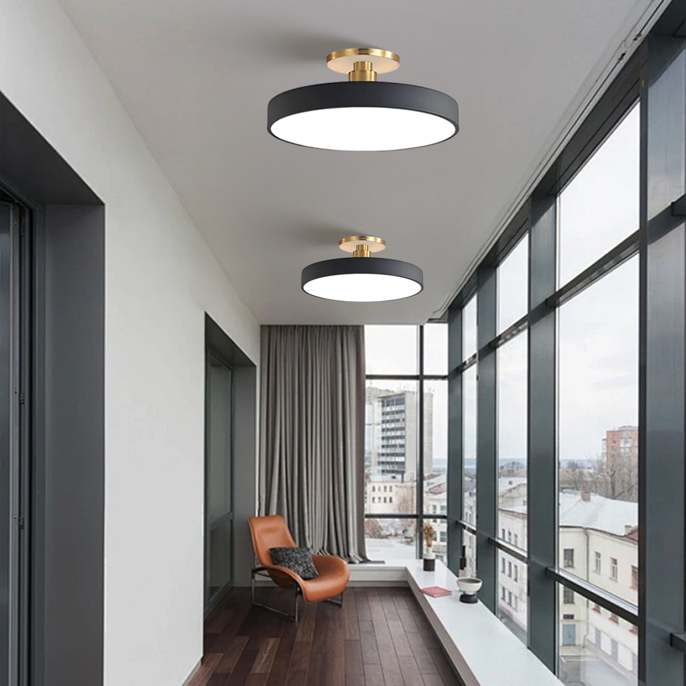 Set of 2 Circular LED Dimmable Ceiling Lights For Bedroom with Remote Control