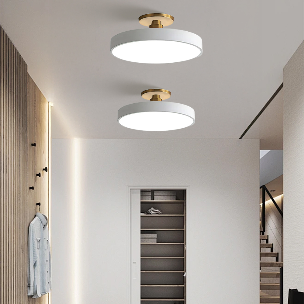 Set of 2 Circular LED Dimmable Ceiling Lights For Bedroom with Remote Control