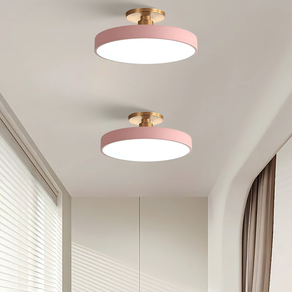 Set of 2 Circular LED Dimmable Ceiling Lights For Bedroom with Remote Control