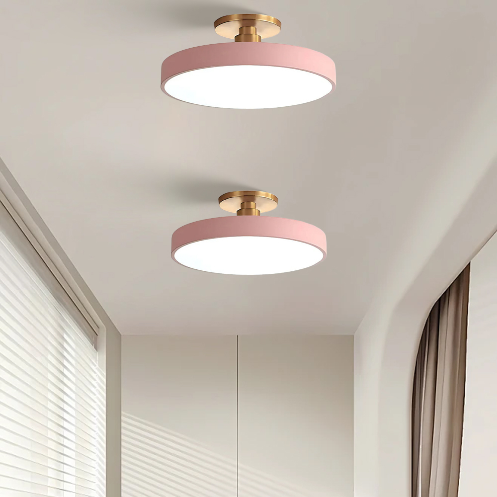 Set of 2 Circular LED Dimmable Ceiling Lights For Bedroom with Remote Control