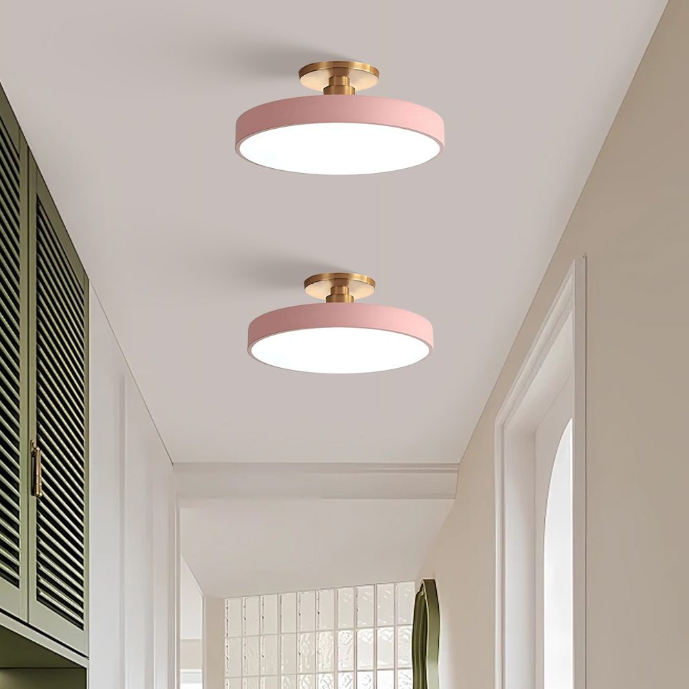 Set of 2 Circular LED Dimmable Ceiling Lights For Bedroom with Remote Control